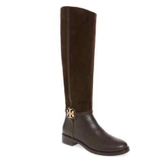 TORY BURCH Miller Brown Suede Leather Boot - Picture 1 of 8